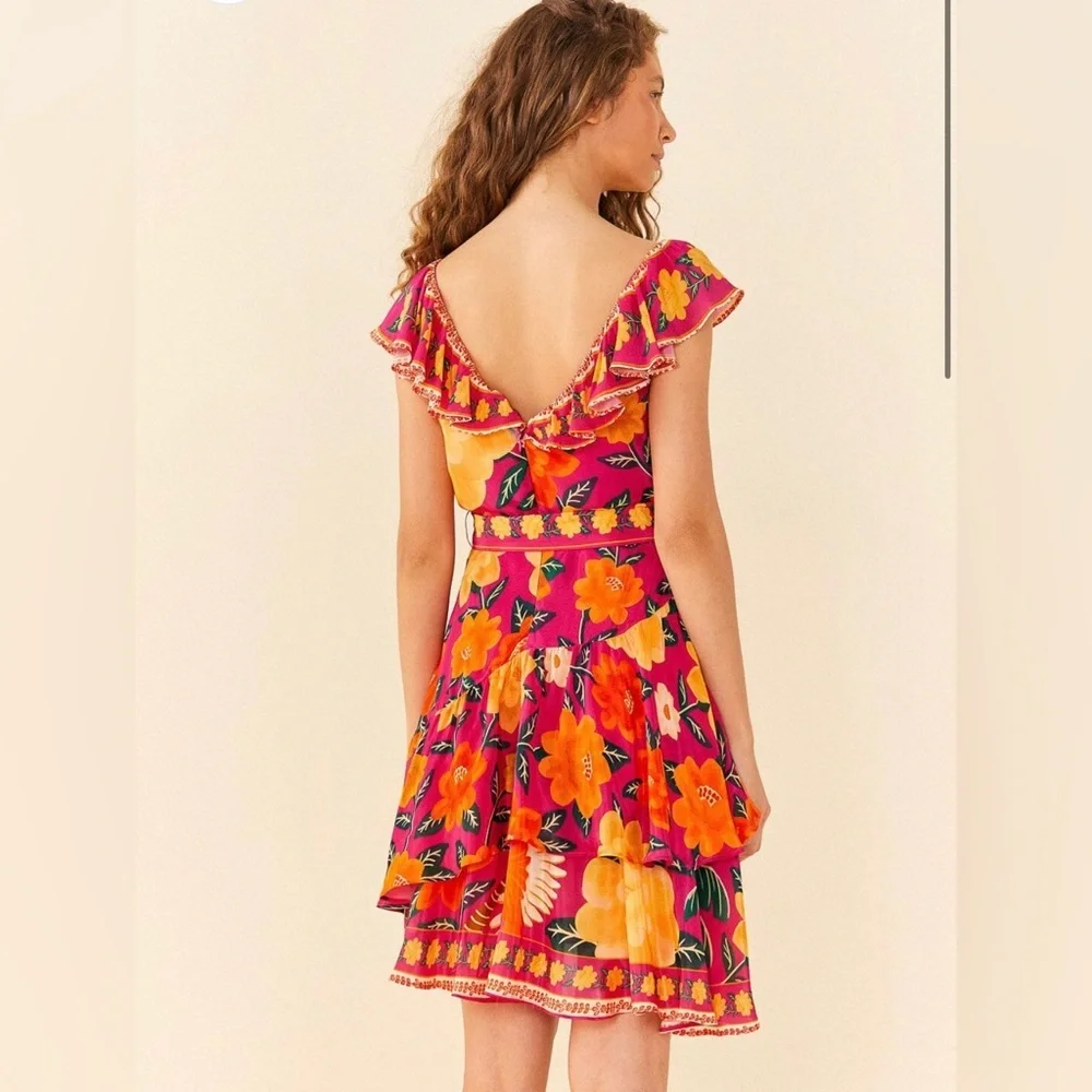 NWT FARM Rio Pink Flowers Tapestry Mini Dress - Picture 7 of 9